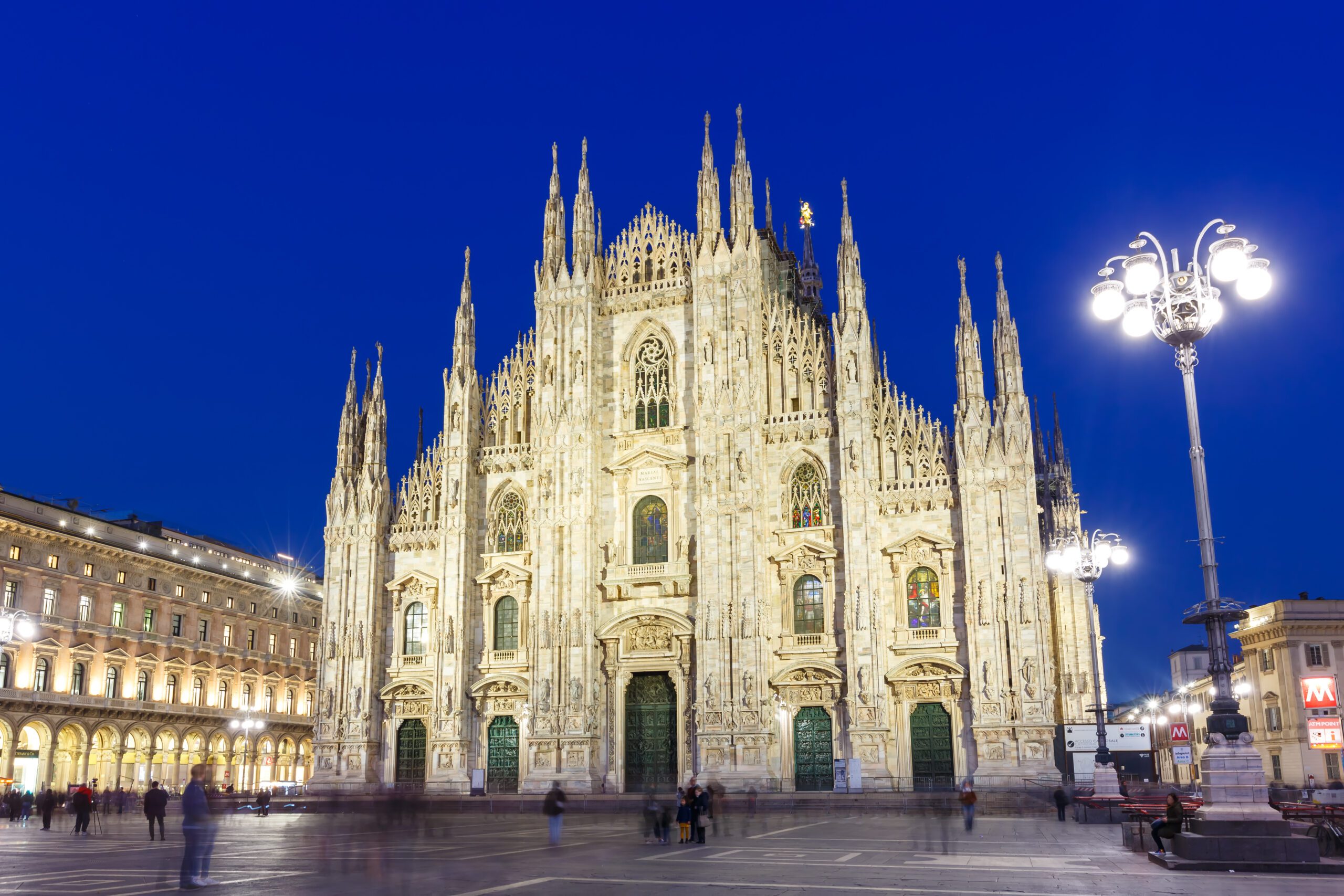 Milan Cathedral Duomo di Milano church travel traveling holidays vacation town at twilight in Italy