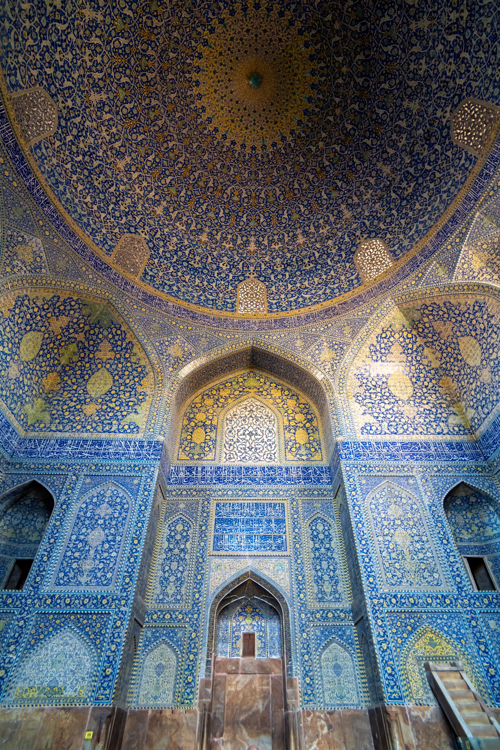 Tilework on walls of Imam Mosque, Imam Square in Isfahan, Iran