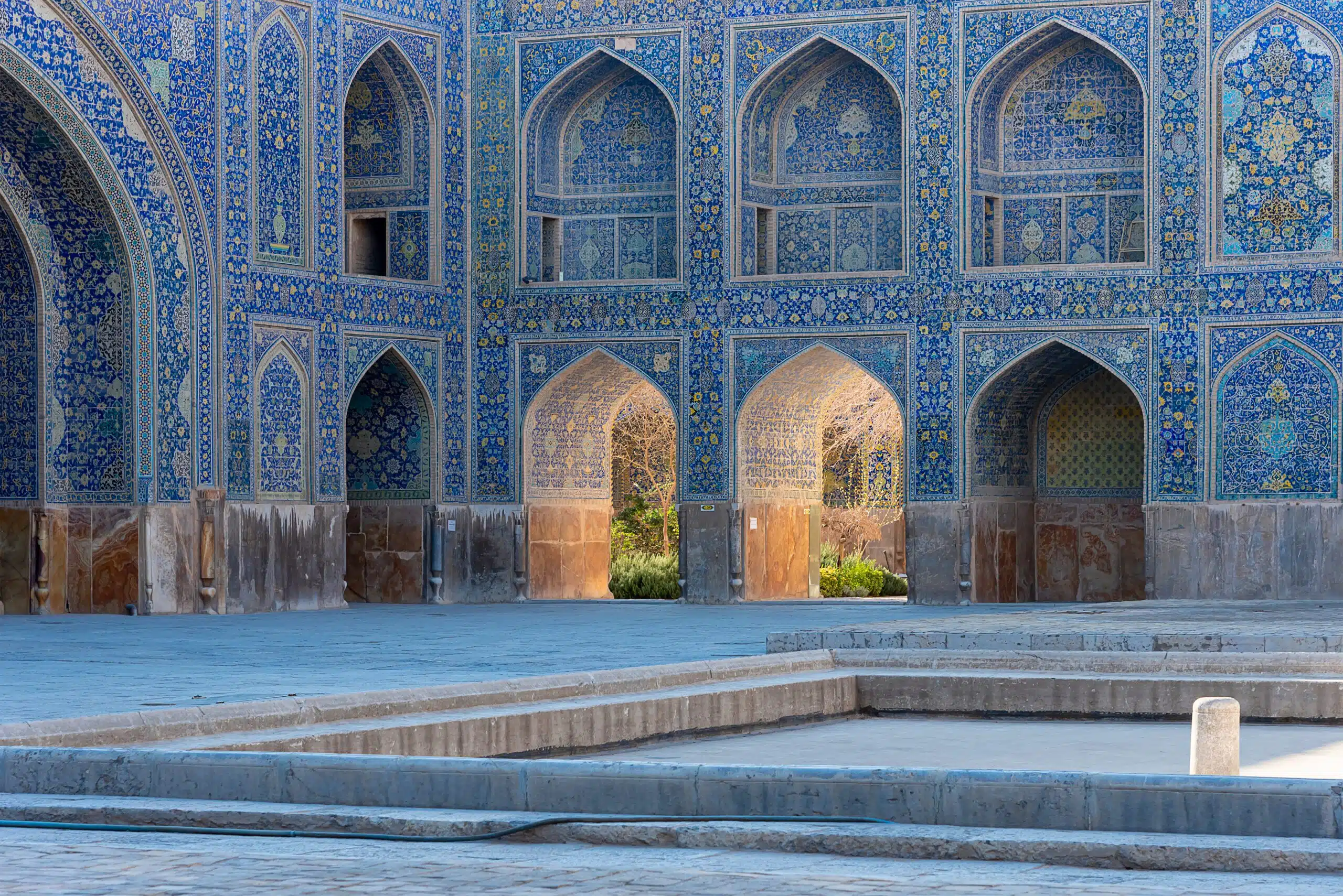 Tilework on walls of Imam Mosque, Imam Square in Isfahan, Iran