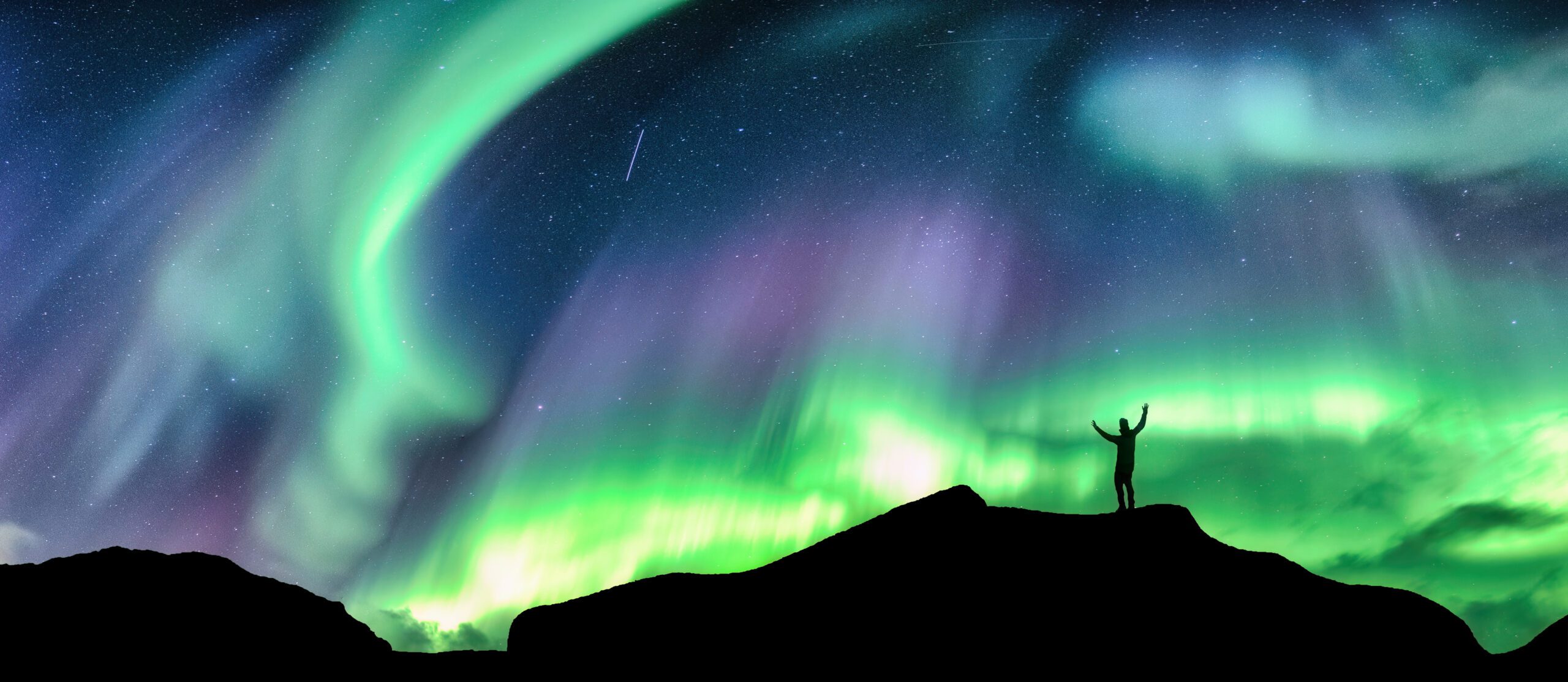 Aurora borealis, Northern lights glowing with starry in the nigh