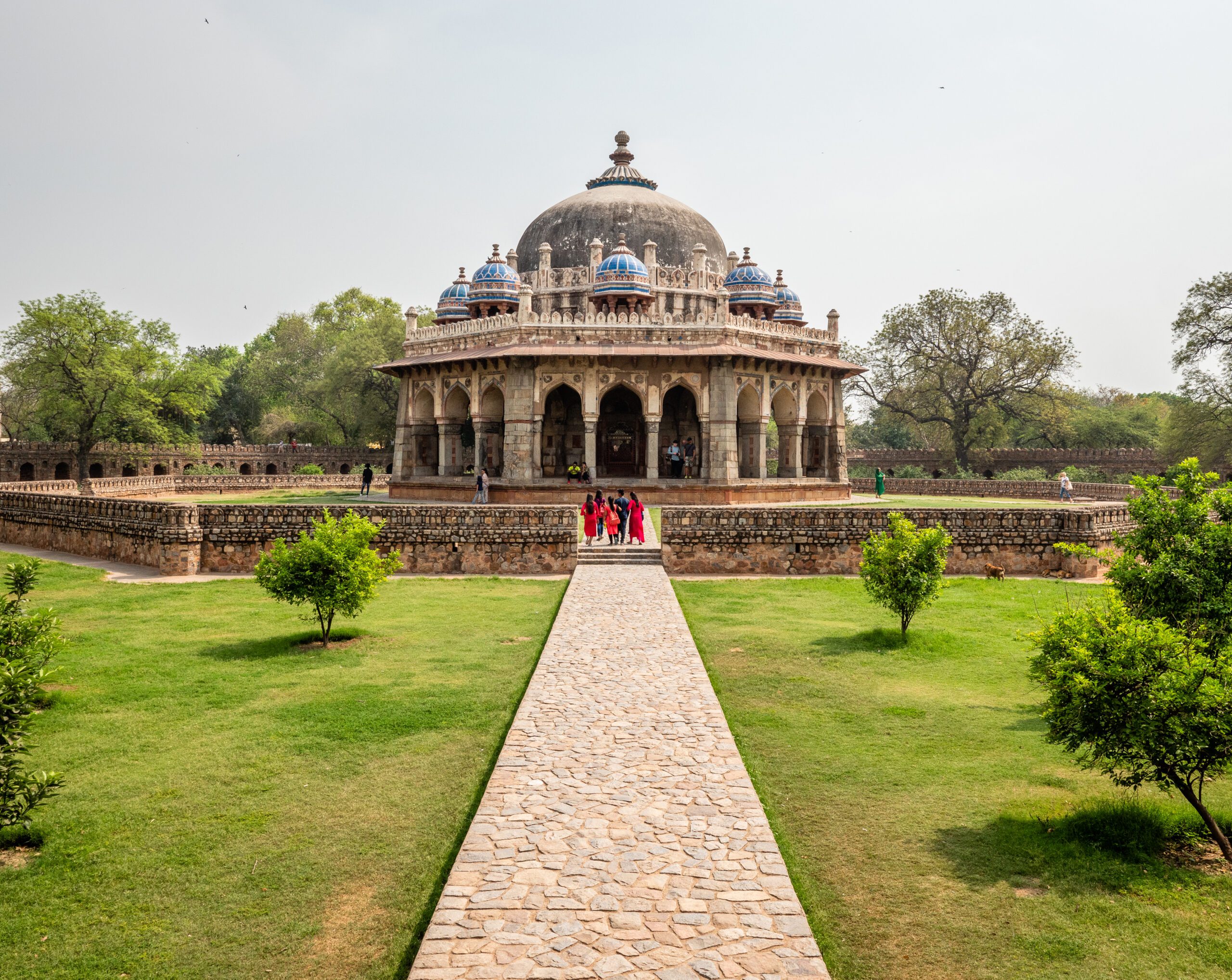 Beautiful view of the Isa Khan’s Tomb New India on a sunny day