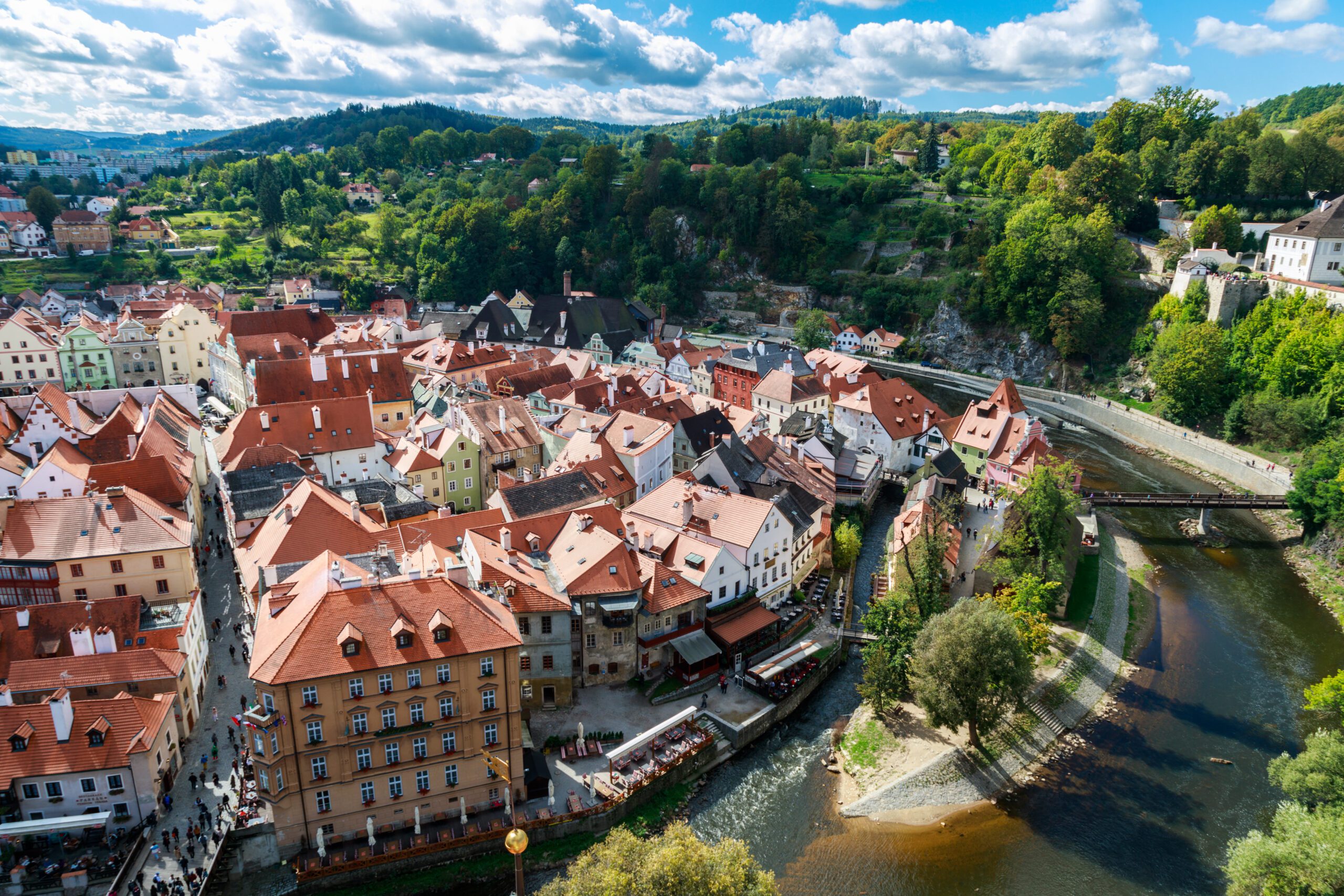 Breathtaking  view of Cesky Krumlov city in the South Bohemia region of the Czech Republic, Europe
