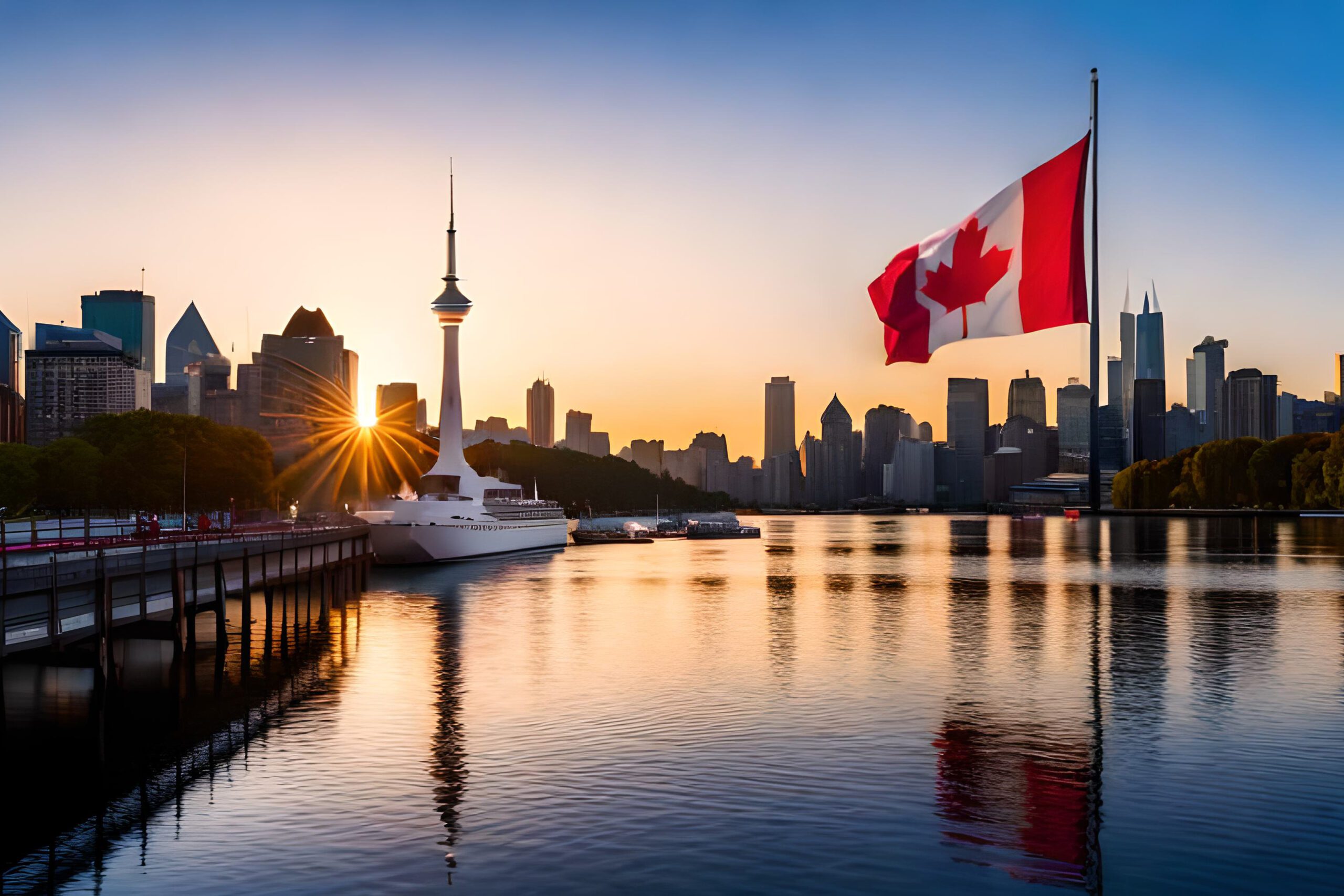 canadian-flag-flies-front-city-skyline