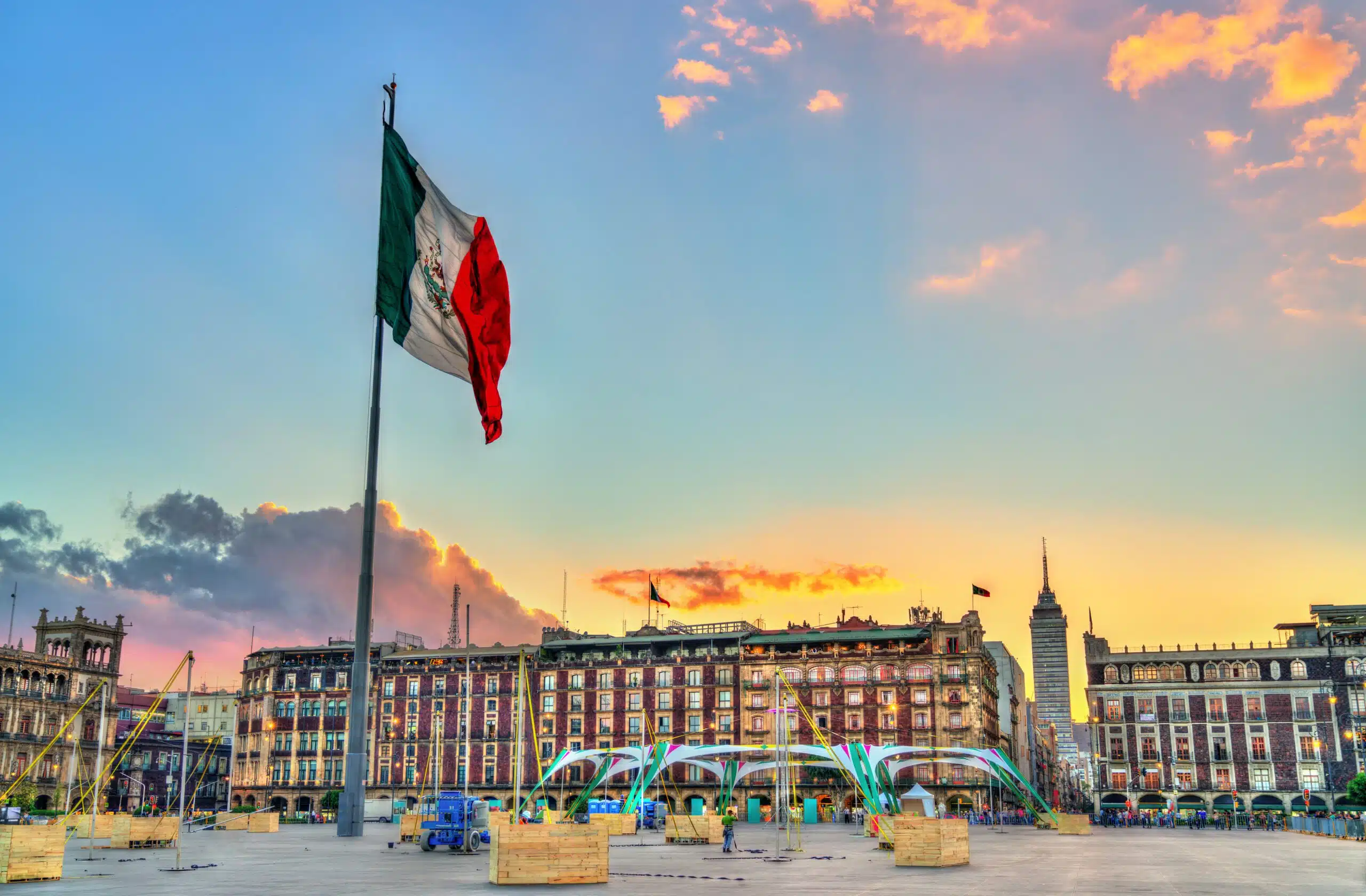 Flagpole on Constitution Square in Mexico City