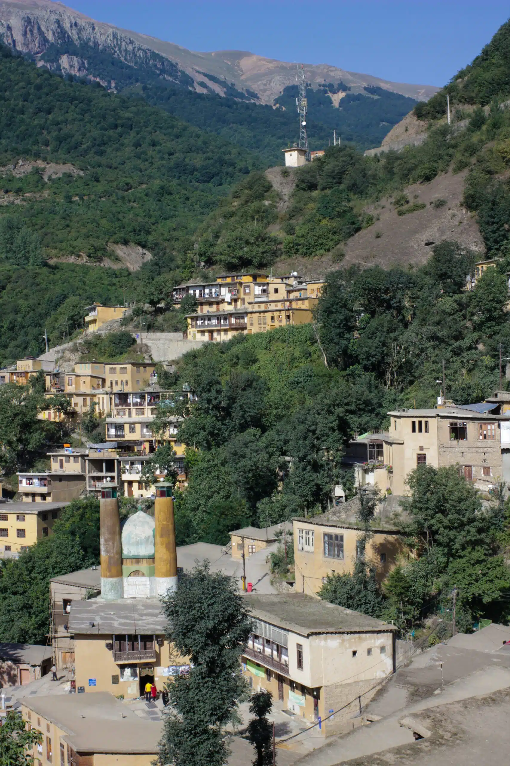 Masuleh, a traditional Mountain town in the northern hills of Iran. Village famous for its picturesque houses and beautiful mosque
