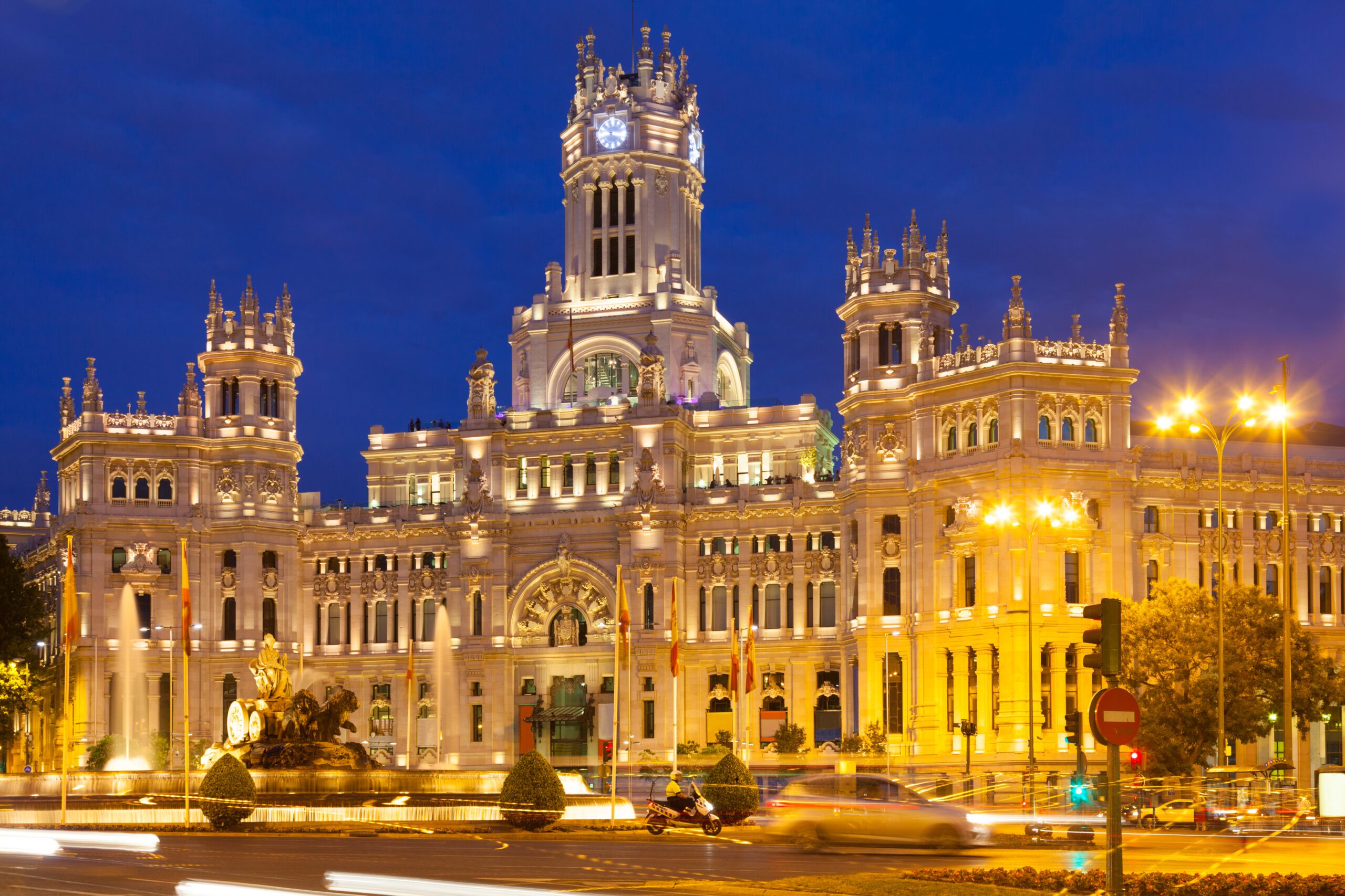Palace of Communication in  evening. Madrid, Spain