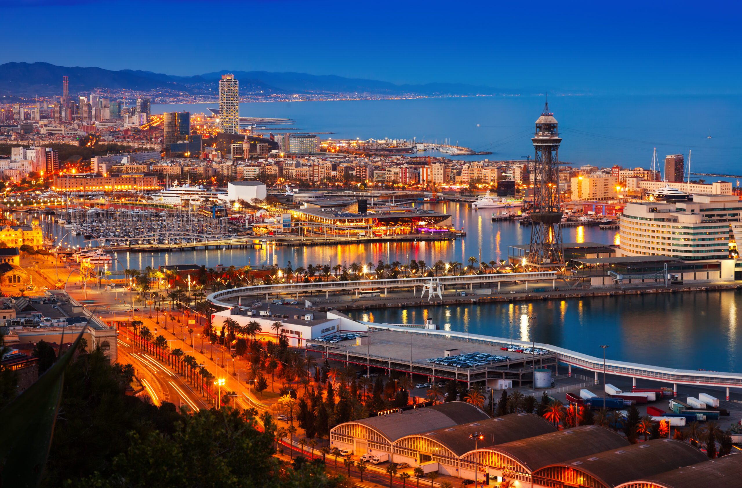 Port in Barcelona during evening. Spain