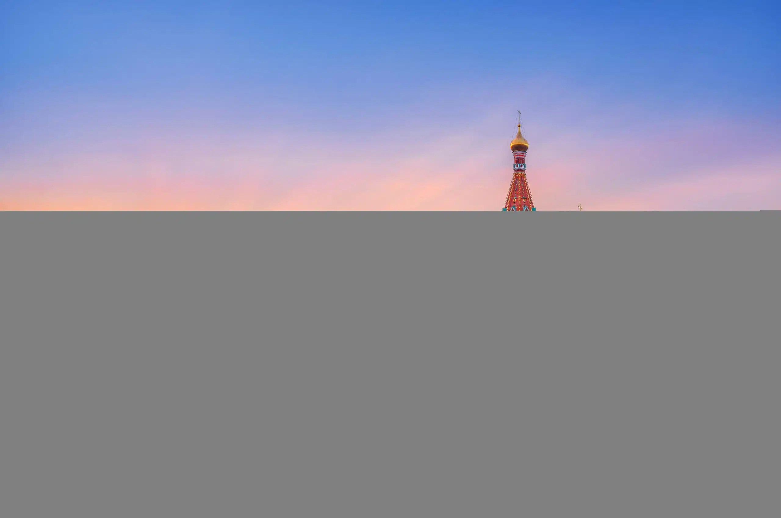 St. Basil’s Cathedral and golden first rays of the sun