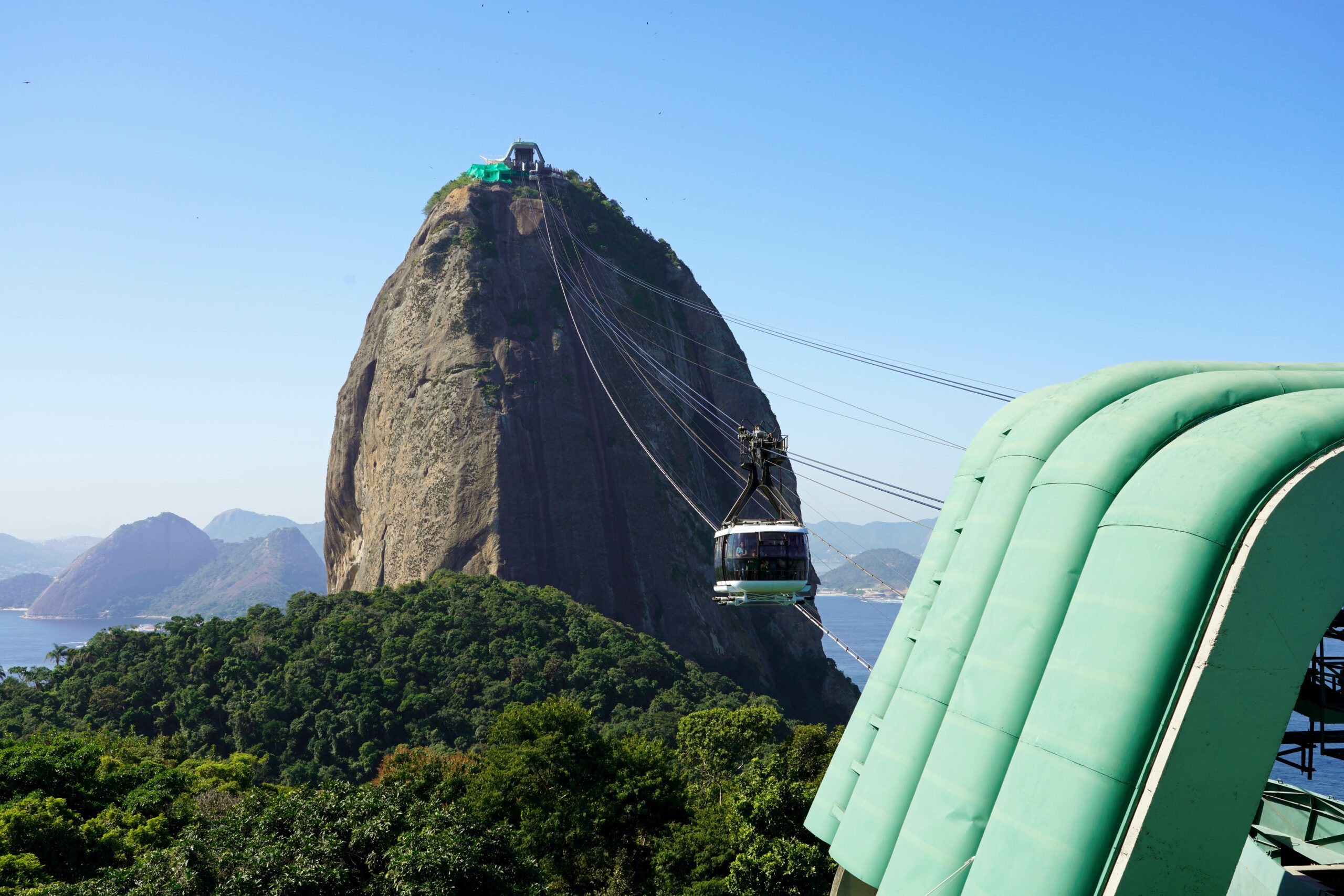 Sugarloaf Mountain with moving cable cars, Rio de Janeiro, UNESC