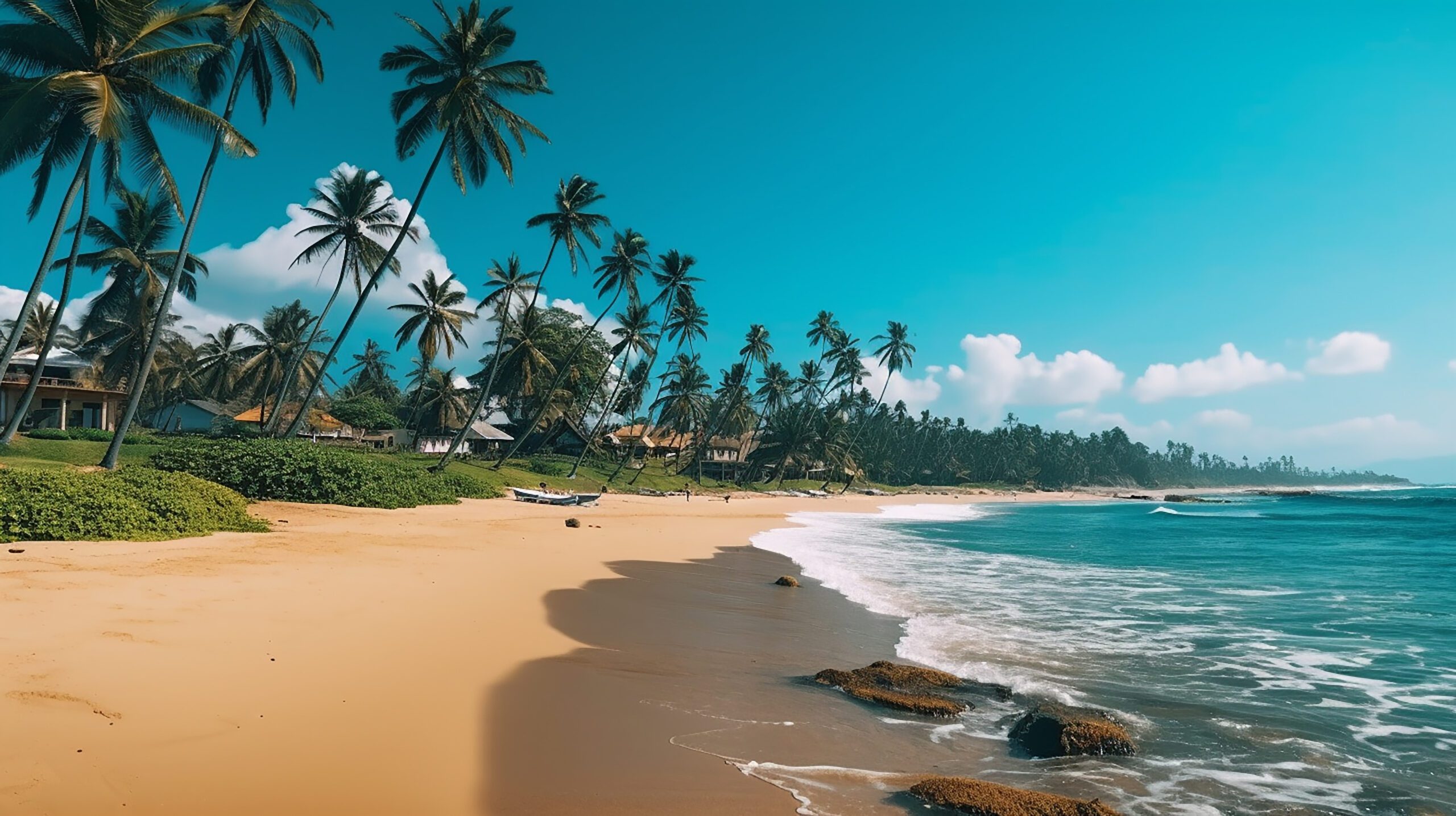 Untouched tropical beach in Sri Lanka, Generative AI.