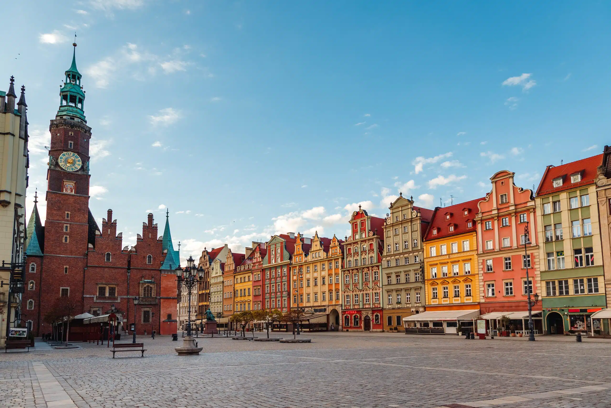 morning view of the sights of the city of wroclaw in poland