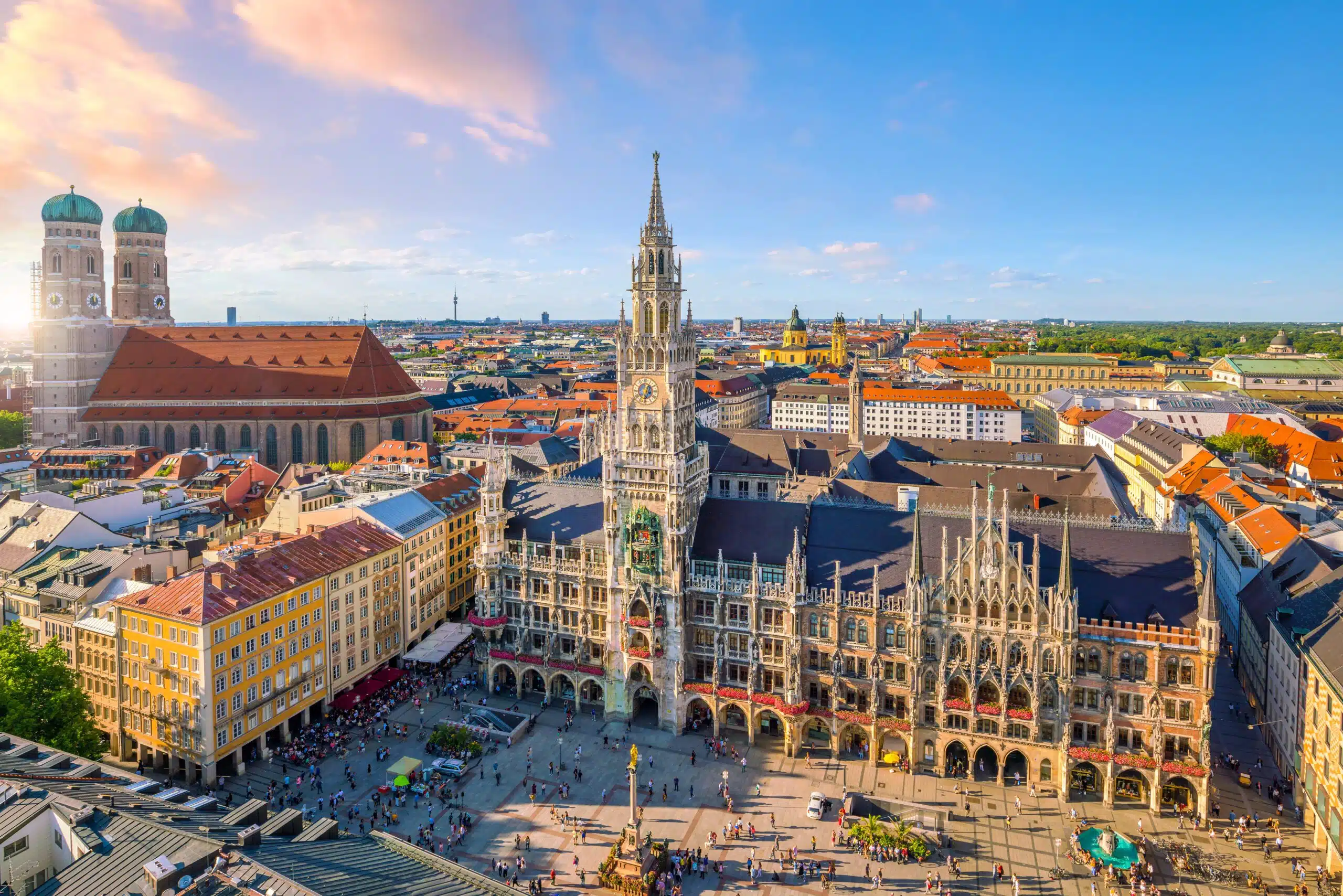 Munich skyline with  Marienplatz town hall