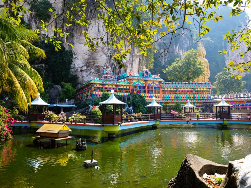 The popular tourist attraction of Batu Caves which are sacred Hindi limestone caves near Kuala Lumpur, Malaysia