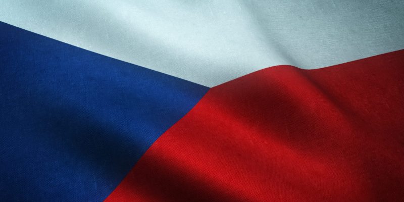 A closeup shot of the waving flag of the Czech Republic with interesting textures